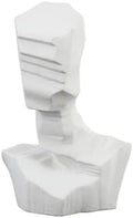 Abstract Figure Head Sculpture Ornaments Handmade Geometric Ceramic Accessories Home Hotel Restaurant Ceramic Artwork (White-11in)