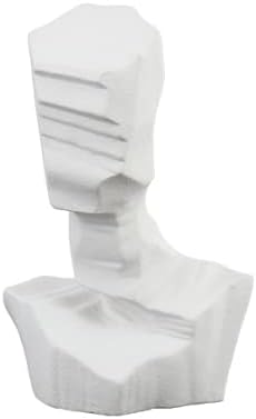 Abstract Figure Head Sculpture Ornaments Handmade Geometric Ceramic Accessories Home Hotel Restaurant Ceramic Artwork (White-11in)