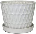 Garden & Home Matte White 8 inch Indoor Ceramic Planter with an Attached Saucer and Drainage Hole. Perfect Plant Pot for All House Plants, Herbs, and Flowers