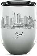 Seoul Skyline Wine Tumbler, Asia Skyline 12oz Wine Tumbler, Custom Wine Tumblers Gift For Birthday, Spill Resistant Tumblers for Women, Personalized Wine Tumbler