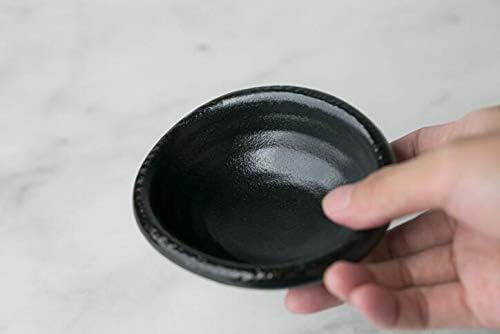 3.5 Inch Simple Style Single Color Stylish Design Multipurpose Porcelain Side Dish Bowl Seasoning Dishes Soy Dipping Sauce Dishes-Set of 5-Black