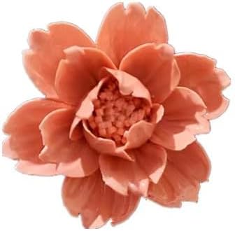 Ceramic Flower Wall Art, Artificial 3D Flower Wall Art, Handmade 3D Wall Art Hanging Sculpture, Porcelain Flower Wall Decoration for Home Office Decor (Orange，Peony，2.76")