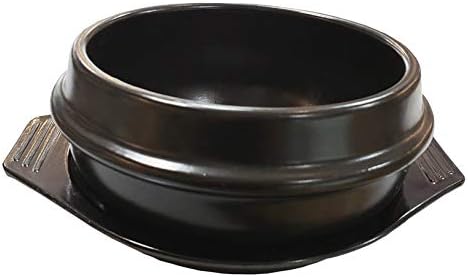 SUNRISE 2 Kitchen Supply 24 oz Black Dolsot/Stone Bowl with Tray 5.5 in