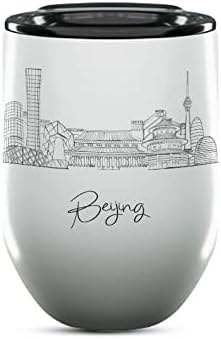 Beijing Skyline Wine Tumbler, Asia Skyline 12oz Wine Tumbler, Custom Wine Tumblers Gift For Birthday, Spill Resistant Tumblers for Women, Personalized Wine Tumbler