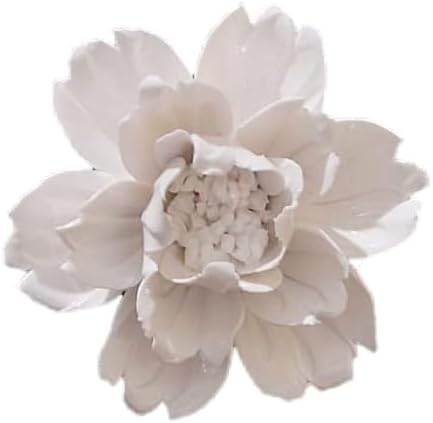 3.54" Peony Ceramic Flower Wall Art, Artificial 3D Flower Wall Art, Handmade 3D Wall Art Hanging Sculpture, Porcelain Flower Wall Decoration for Home Office Decor (White)