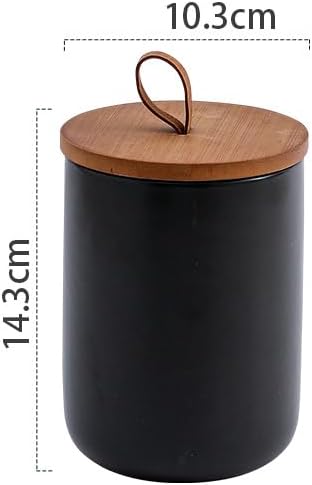 MilkyWay Ceramic Food Storage Jar, Storage Canisters with Airtight Seal Bamboo Lid Modern Design Seal Damp-Proof Kitchen Jar for Coffee, Tea, Spice and More (Black 800ml)