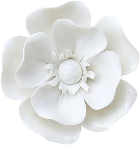 Rosa multiflora,3.54" Ceramic Flower Wall Art, Artificial 3D Flower Wall Art, Handmade 3D Wall Art Hanging Sculpture, Porcelain Flower Wall Decoration for Home Office Decor (White)