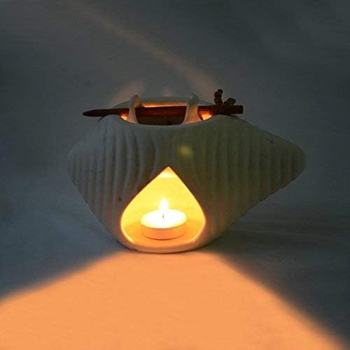 Western Eiderdown Presents Ceramic Tea-Light Candle Holder Cum Home Decorative Oil Burner (18.5 cm X 11.9 cm X 10.4 cm, White) #Aport-002