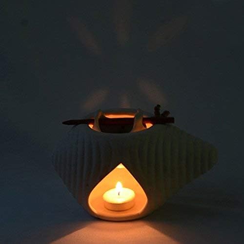 Western Eiderdown Presents Ceramic Tea-Light Candle Holder Cum Home Decorative Oil Burner (18.5 cm X 11.9 cm X 10.4 cm, White) #Aport-002