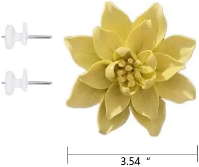 Ceramic Flower Wall Art, Artificial 3D Flower Wall Art, Handmade 3D Wall Art Hanging Sculpture, Porcelain Flower Wall Decoration for Home Office Decor (Yellow,Magnolia,3.54")