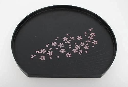 Cherry Blossom Pattern Tea Serving Tray, Half Moon Shaped, 8.8 x 7.8 inches, Made in Japan