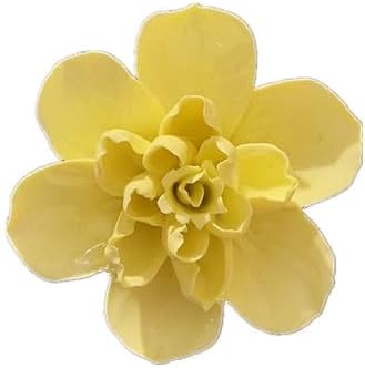 Ceramic Flower Wall Art, Artificial 3D Flower Wall Art, Handmade 3D Wall Art Hanging Sculpture, Porcelain Flower Wall Decoration for Home Office Decor (Yellow，Jasmine Flower，3.54")