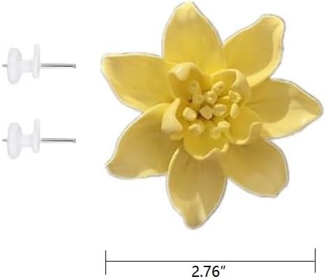 Ceramic Flower Wall Art, Artificial 3D Flower Wall Art, Handmade 3D Wall Art Hanging Sculpture, Porcelain Flower Wall Decoration for Home Office Decor (Yellow,Magnolia,2.76")