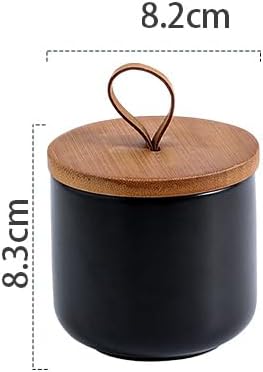MilkyWay Ceramic Food Storage Jar, Storage Canisters with Airtight Seal Bamboo Lid Modern Design Seal Damp-Proof Kitchen Jar for Coffee, Tea, Spice and More (Black 260ml)