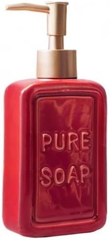Red Ceramics Retro Soap Dispenser Soap Bottle Lotion Bottle with Pump