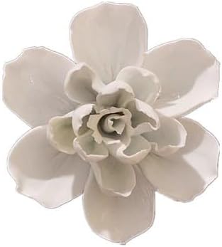 Ceramic Flower Wall Art, Artificial 3D Flower Wall Art, Handmade 3D Wall Art Hanging Sculpture, Porcelain Flower Wall Decoration for Home Office Decor (White,Jasmine Flower，3.54")