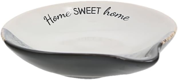 Pavilion Gift Company - Home Sweet Home - 4" Stoneware Ceramic Spoon Rest Housewarming Apartmentwarming Neutral Modern Kitchen Decor