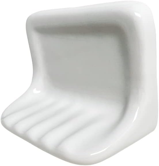 Tenedos White Glazed Ceramic Soap Dish Holder for Bathroom Wall – Bathroom Accessory Kit, Not for Flat Surface Installation, Mount with Tile Adhesion