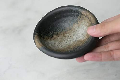 Colias Wing 3.5 Inch Retro Style Black&Beige Stylish Design Multipurpose Porcelain Side Dish Bowl Seasoning Dishes Soy Dipping Sauce Dishes-Set of 5