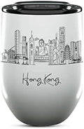 Hong Kong Skyline Wine Tumbler, Asia Skyline 12oz Wine Tumbler, Custom Wine Tumblers Gift For Birthday, Spill Resistant Tumblers for Women, Personalized Wine Tumbler