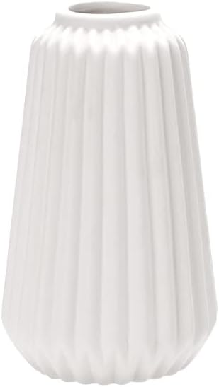 Simple White Ceramic Vase, Modern Home Decoration Porcelain Vase Flower Vase Origami Design, Flower Arrangement Decoration Shooting Props(ZheZB)