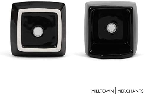 Milltown Merchants Succulent Wall Planters - Wall Vases - Black Ceramic Wall Mounted Planters - Succulent Plant Pots - Hanging Vases for Living Wall (2 Pack/Contemporary/Black)