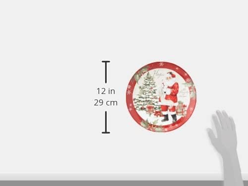 Holiday Wishes Christmas Dinner Plates Set of 4 Vintage Santa Claus Ceramic Plates with Peace Love Joy Hope Festive Holiday Dinnerware for Family Meals & Entertaining