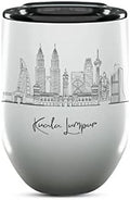 Kuala Lumpur Skyline Wine Tumbler, Asia Skyline 12oz Wine Tumbler, Custom Wine Tumblers Gift For Birthday, Spill Resistant Tumblers for Women, Personalized Wine Tumbler