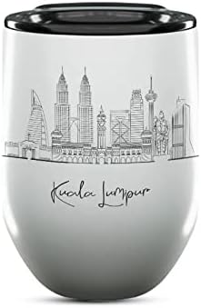Kuala Lumpur Skyline Wine Tumbler, Asia Skyline 12oz Wine Tumbler, Custom Wine Tumblers Gift For Birthday, Spill Resistant Tumblers for Women, Personalized Wine Tumbler