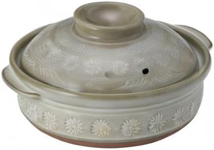 [Genuine Product] Banko Ware 21061 Ginpo Earthenware Pot (Deep Pot) No. 6 for 1 Person Hanamishima, Suitable for Direct Fire, Heat Retention, Made in Japan