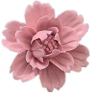 Peony，2.76" Ceramic Flower Wall Art, Artificial 3D Flower Wall Art, Handmade 3D Wall Art Hanging Sculpture, Porcelain Flower Wall Decoration for Home Office Decor (Pink)