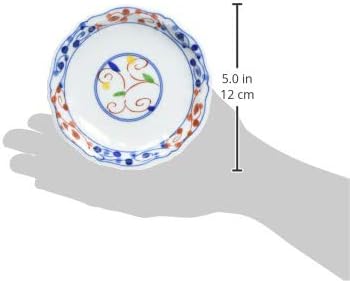 西海陶器(Saikaitoki) Saikai Pottery 31159 Hasami Ware Classinoutsuwa Small Plate, Dyed Nishiki Arabesque White 4.7 inches (12 cm)