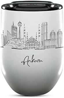 Ankara Anatolia Skyline Wine Tumbler, Asia Skyline 12oz Wine Tumbler, Custom Wine Tumblers Gift For Birthday, Spill Resistant Tumblers for Women, Personalized Wine Tumbler