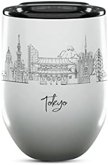 Tokyo Skyline Wine Tumbler, Asia Skyline 12oz Wine Tumbler, Custom Wine Tumblers Gift For Birthday, Spill Resistant Tumblers for Women, Personalized Wine Tumbler