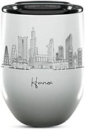 Hanoi Skyline Wine Tumbler, Asia Skyline 12oz Wine Tumbler, Custom Wine Tumblers Gift For Birthday, Spill Resistant Tumblers for Women, Personalized Wine Tumbler