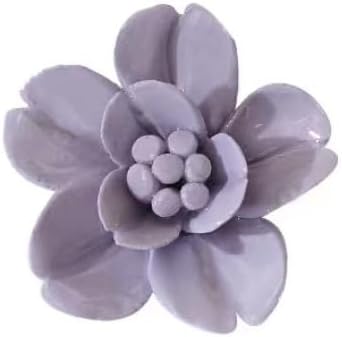 Ceramic Flower Wall Art, Artificial 3D Flower Wall Art, Handmade 3D Wall Art Hanging Sculpture, Porcelain Flower Wall Decoration for Home Office Decor (Purple，Snow Lotus，2.76")