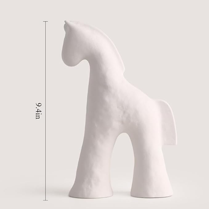 Handmade Abstract Animal Modern Ceramic Matte Craftsmanship Home Decoration Artwork (White 9.4in)