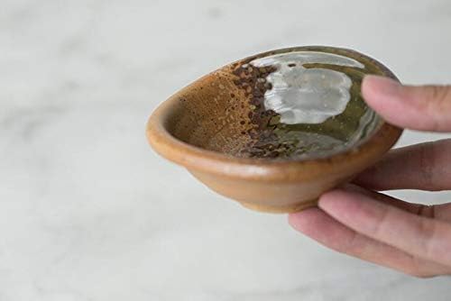 Colias Wing 3.5 Inch Simple Style Single Color Stylish Design Multipurpose Porcelain Side Dish Bowl Seasoning Dishes Soy Dipping Sauce Dishes-Set of 5-Brown