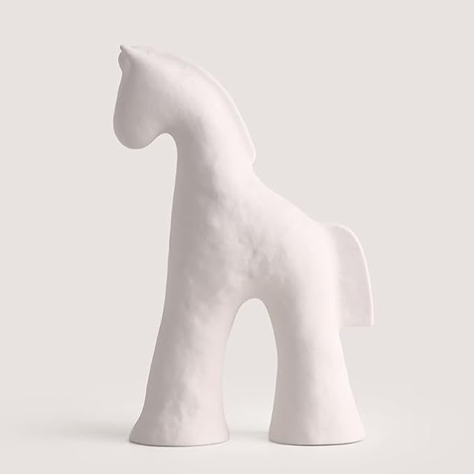Handmade Abstract Animal Modern Ceramic Matte Craftsmanship Home Decoration Artwork (White 9.4in)