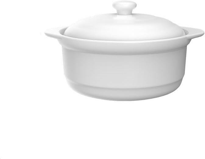 Ceramic Pot with Lid, Heat-Resistant Clay Pot for Cooking, Korean Stone Pot for Soup, Bibimbap, and Stew, 1.9 Quart,1.3L,White