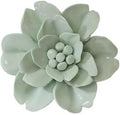 Snow Lotus，3.54" Ceramic Flower Wall Art, Artificial 3D Flower Wall Art, Handmade 3D Wall Art Hanging Sculpture, Porcelain Flower Wall Decoration for Home Office Decor (Light Green)