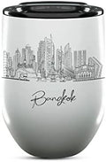 Bangkok Skyline Wine Tumbler, Asia Skyline 12oz Wine Tumbler, Custom Wine Tumblers Gift For Birthday, Spill Resistant Tumblers for Women, Personalized Wine Tumbler