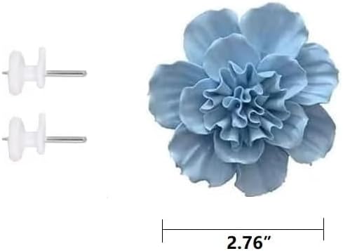 3D Wall Art - Handmade Porcelain Flower Wall Decor (Blue, Azalea, 2.76")