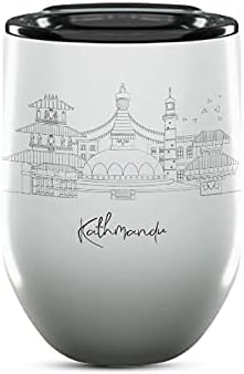 Kathmandu Skyline Wine Tumbler, Asia Skyline 12oz Wine Tumbler, Custom Wine Tumblers Gift For Birthday, Spill Resistant Tumblers for Women, Personalized Wine Tumbler
