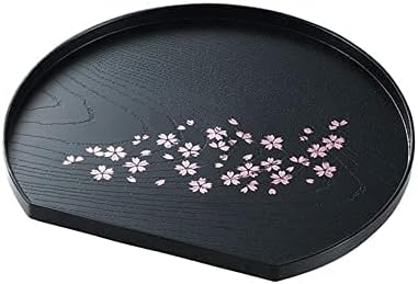 Cherry Blossom Pattern Tea Serving Tray, Half Moon Shaped, 8.8 x 7.8 inches, Made in Japan