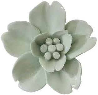 Snow Lotus，2.76" Ceramic Flower Wall Art, Artificial 3D Flower Wall Art, Handmade 3D Wall Art Hanging Sculpture, Porcelain Flower Wall Decoration for Home Office Decor (Light Green)