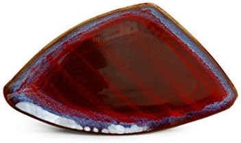 Western Eiderdown Presents Crimson Triangular' Hand Glazed Studio Pottery Ceramic Snacks Starters Serving Platter #Aport-164