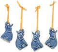 NOVICA Artisan Handmade Celadon Ceramic Ornaments Christmas Set of 4 Blue Thailand Holiday Decor Animal Themed Elephant [ 2.4in H x 1.2in W x 1.8in D] ' Blue Elephant Heralds' Set of 4