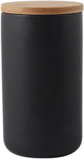 MilkyWay Ceramic Food Storage Jar Canister Modern Design Food Canisters with Airtight Seal Bamboo Lid, Loose Tea Coffee Spice Nuts Snacks Storage Jar Canister (Black 33.81oz/1000ml)