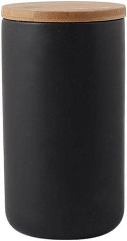 MilkyWay Ceramic Food Storage Jar Canister Modern Design Food Canisters with Airtight Seal Bamboo Lid, Loose Tea Coffee Spice Nuts Snacks Storage Jar Canister (Black 33.81oz/1000ml)